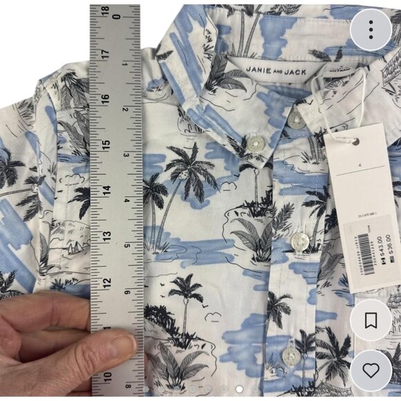 Janie & Jack Palm Tree Collared Button Down Cotton Shirt Sz 4 Boys Toddler - Picture 10 of 10